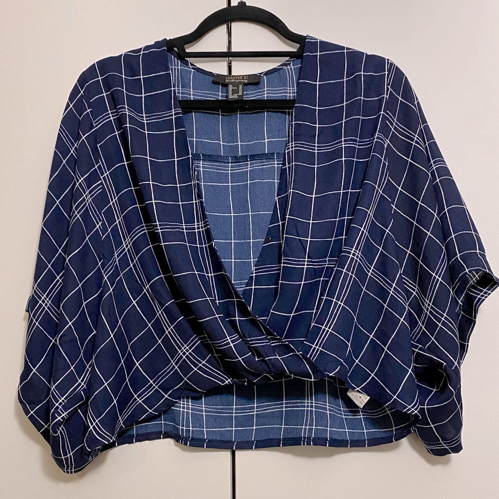 Blue Crop Blouse